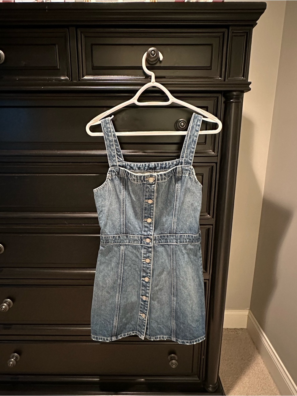 Boyish Denim Button-Front Camisole Mini Dress - Blue